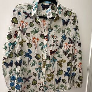 Jmaclaughing Floral and Butterfly Print Shirt